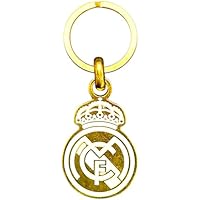 Real Madrid Llavero metálico dorado, elegante y resistente,