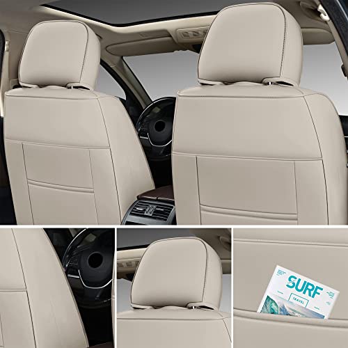 Image of GXT Deluxe Faux Leather Full Coverage Car Seat Cover Anti-Slip Universal Fits for Sedans SUV Pick-up Truck with Headrests,Interior Accessories(White and Red)