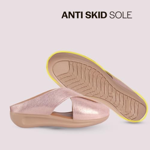 Image of FAUSTO Women Criss Cross Strap Design Perforated Slip On Shoes | Back Open Casual Shoes for Office, Outdoor, Party