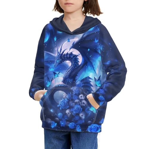 Image of WELLFLYHOM Boys Hooded Sweatshirts Hoodie Pullover Cool Graphic Crewneck Blouses Size 6-16