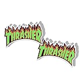 SUGOIISLAPS 2Pcs 5' Thrasher Skateboard Magazine Santa Cruz Logo Sticker For Water Bottle Decal Sticker for your Car Waterproof Weatherproof Outdoor Sticker Decal Car Sticker Vinyl Stickers