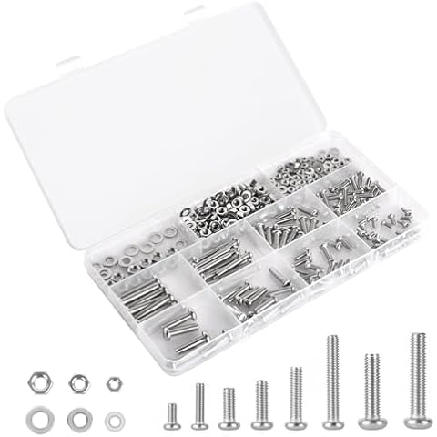351pcs 304 Stainless Steel Cross Recessed Machine Screw Bolts Nut Washer Assortment Kit - (M3/M4/M5) 8 Sizes for Mechanical Assembly, DIY Projects, Electronics Repair. Cover