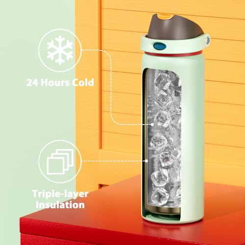 Image of Meoky 32 oz Insulated Stainless Steel Water Bottle with Straw for Gym