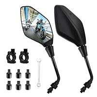 Motorrad Spiegel Set, Motorrad Rückspiegel mit M8 M10 Rechtsgewinde, Linksgewinde, Universal Motorradspiegel mit Lenkerklemme, Roller Spiegel, für ATV Roller Cruiser Scooter Moped