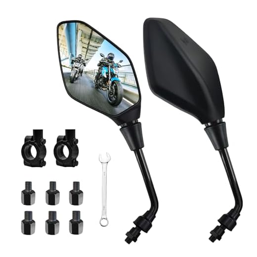 Motorrad Spiegel Set, Motorrad Rückspiegel mit M8 M10 Rechtsgewinde, Linksgewinde, Universal Motorradspiegel mit Lenkerklemme, Roller Spiegel, für ATV Roller Cruiser Scooter Moped