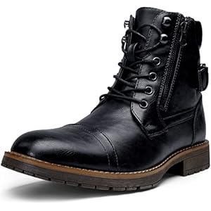 Vostey Men’s Boots Black Boots for Men Casual Boots Motorcycle Combat Ankle Dress Boots Mens (BMY678A black 09.5)
