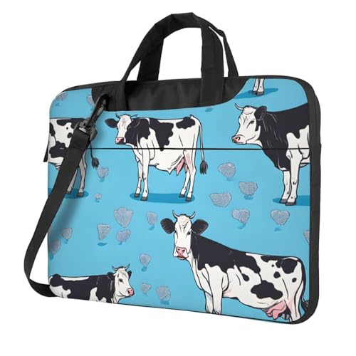 Sac à bandoulière fin pour ordinateur portable à motif vache