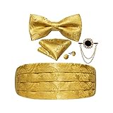 Tipo de patrón: floral Conjunto de Broche de Pajarita de fajines para Boda de Seda para Hombre, Esmoquin, cinturón Ancho Formal, cinturón Ceremonial, Cinturilla elástica, Lazos