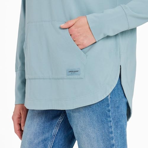 Life is Good Women's Keep it Simple Daisy Smile Crusher-FLEX Hoodie Tunic, Smoky Blue4
