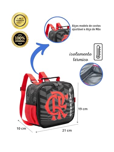 Kit Escolar Mochila de Rodas + Lancheira Térmica + Estojo Time de Futebol (Flamengo)