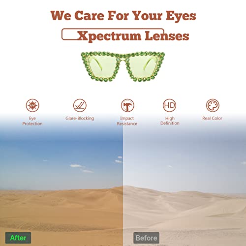 Image of Xpectrum Sparkly Diamond Sunglasses Bling Square Frame Festival Disco Rhinestone Accessories