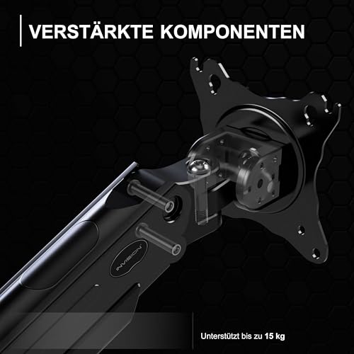 Invision Doppel-Monitorarm für Bildschirme von 24-35 Zoll, ergonomisch, höhenverstellbar (gasunterstützt), neigbar, drehbar und ausziehbar, VESA 75 mm und 100 mm, Gewicht 2 kg bis 15 kg (MX900)