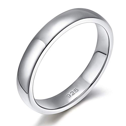 EAMTI 4mm 925 Sterling Silver Rings for Women High Polish