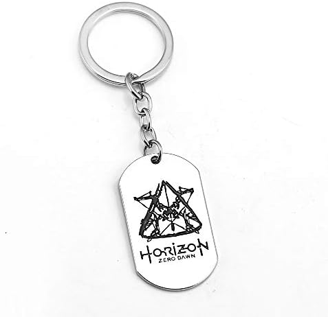 Horizon Zero Dawn Keychain Silver Dog Tag Key Ring Holder Metal Fashion Car Bag Chaveiro Key Chain Pendant Game Jewelry