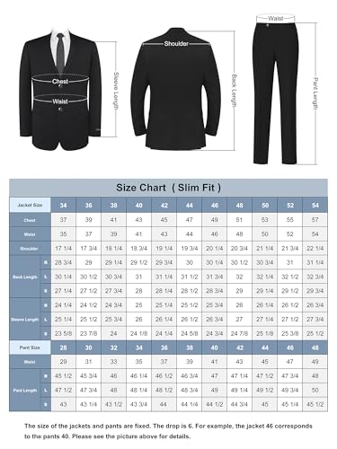 Men's Slim Fit 2-Piece Suit with Two Buttons Blazer Jacket Hidden Expandable Pants,Business Wedding Office Dress Tux Suit2