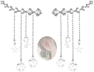 Yheakne Boho Star Ear Jacket Earrings Gold Cz Star Ear Climber Earrings Crystal Chain Tassel Earrings Crystal Ear Crawler Long Chain Earrings Jewelry for Women and Girls Gifts