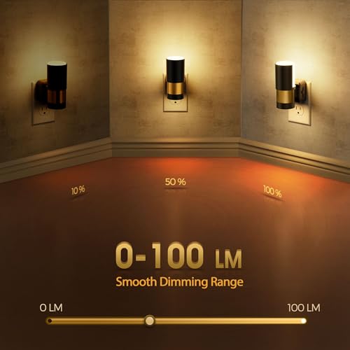 Briignite Night Lights Plug into Wall, 2 Pack Dimmable LED Night Light, Dusk to Dawn Sensor, 360° Rotation, 3000K Soft White 0-100LM Nightlights Plug in for Kids, Bedroom Hallway — view 3