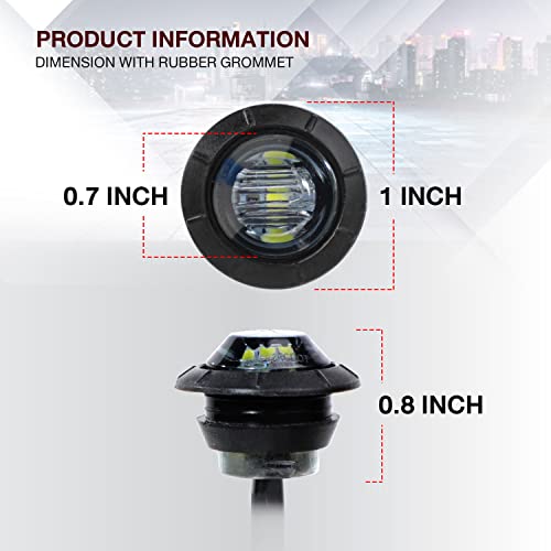 Tmh 10 Pcs 3/4 Inch Mount Smoked Lens & White Light Clearance Markers Side Marker Indicator Lights Mini Round Front Rear 3 Led For Trailer Truck Boat Car 3 Led 12V Dc #TOP3