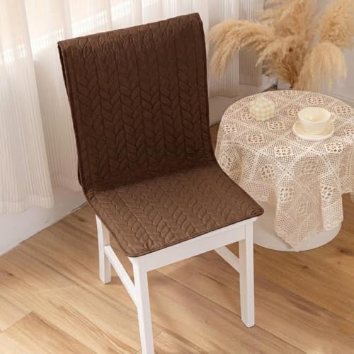 Image of HOMETHREADS Non-Slip Chair Cover-Universal Fit for Kitchen & Dining Chairs-Cushioned Comfort - Stylish Machine Washable Seat Cover -145x45Cm (Brown, Pack of 2)