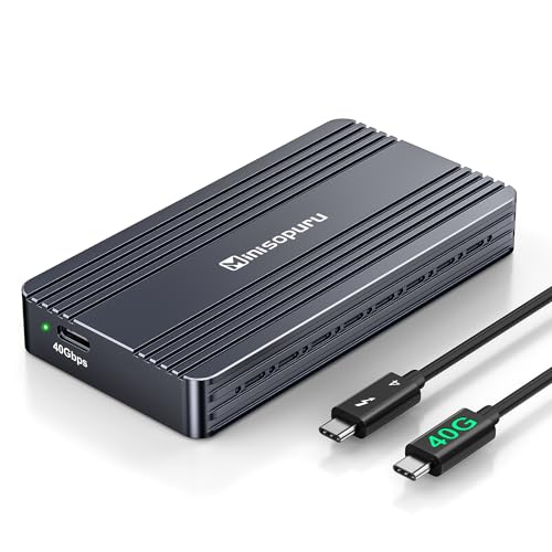 Minisopuru Carcasa SSD M.2 NVMe de 40Gbps con Cable Thunderbolt, Carcasa Thunderbolt NVME de 8 TB para M1 M2 Pro/MAX, Compatible con USB4/3.2/3.1/3.0/2.0, 2230/2242/2260/2280 M Key/B+M Key M.2 NVMe