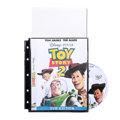 Keepfiling Black DVD Sleeves for DVD and Cover Page with Closing flap. Hole-punched for Mini Ring Binders, Acid Free, 20 per Pack