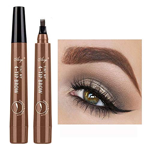 OLOOYA Eyebrow Tattoo Pen Waterproof Microblading Eyebrow Pencil with a Micro-Fork Tip Applicator waterproof lasting color fade eyebrow makeup cosmetics(Dark-brown)