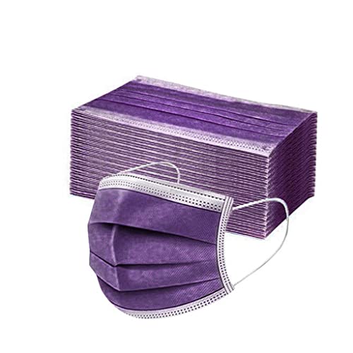 FIRSS - 50 protectores de boca y nariz de un solo uso, protección bucal suave de 3 capas, transpirable, máscara de cara de colores, bandana con banda para la oreja, cuello A-4. Talla única