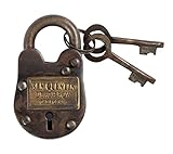Artisan Owl Cast Iron San Quentin Prison Padlock Lock with Keys - Rustic Antique Finish with 2 Working Keys - Ideal for Vintage Decor, Decorative Hardware Collections, and Security