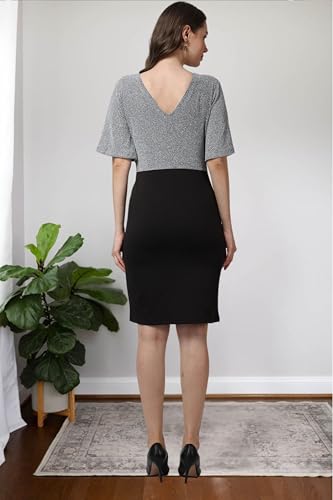 Image of POPWINGS Women Casual Grey Black Solid Self Design Bodycon Dress