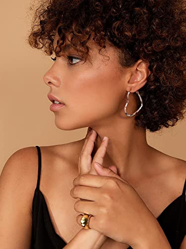 Gloquat Sterling Silver Hoop Earrings For Women Girls Fashion Large Thin Heart Silver Earrings For Womens Girls Lightweight Love Twisted Silver Plated Hoops Earrings Hypoallergenic Earrings Jewelry Gifts 40Mm #TOP2