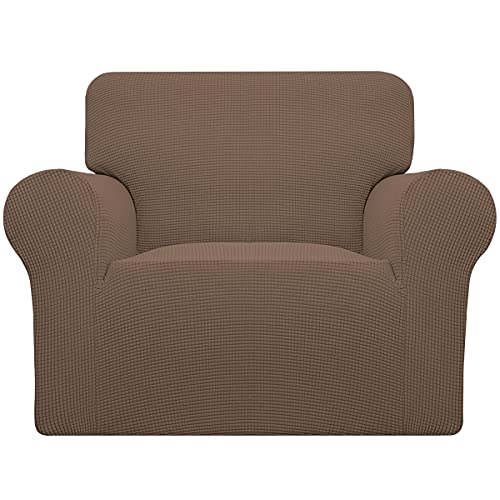 Image of Easy-Going Stretch Oversized Chair Sofa Slipcover 1-Piece Couch Sofa Cover Furniture Protector Soft with Elastic Bottom for Kids Spandex Jacquard Fabric Small Checks Brown