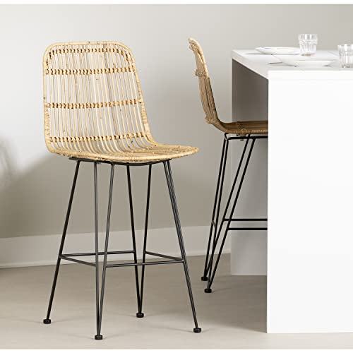 South Shore Balka Counter Stool, Set Of 2, Without Arm, Rattan And Black #TOP20