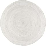 Fabricado en la India Dn Handicraft Alfombra de yute hecha a mano de fibra natural india, color blanco, 100 x 100 cm, 3,33 x 3,33 pies cuadrados redondos)