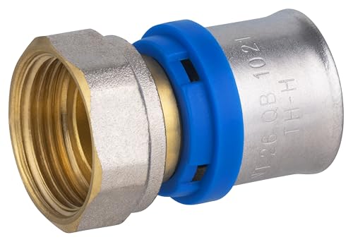 Racor recto hembra Ø26 tuerca libre 1' multicapa a prensar | Conexión resistente y duradera | Ideal para instalaciones de fontanería | Fácil instalación y ajuste seguro | QUICK PLOMBERIE