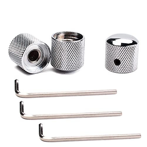 Kaiy 3Pcs Metal Guitar Control Knob, Control Knobs Dome Knobs With Spanner For Fender Telecaster Electric Guitar Or Bass, Chrome #TOP10