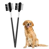 KALIONE 2 Packs Dog Eye Tear Comb, Dog Eye Booger Remover Comb, Metal Dog Flea Comb, Dog Grooming Comb, Flea Comb for Dogs, Double-Head Tear Stain Remover Combs for Indoor Dogs Cat Pet Grooming, Black