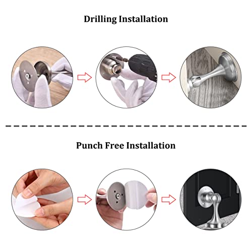 4 Pack Magnetic Door Stop, No Drilling Door Stoppers, Stainless Steel Magnetic Door Stops, Magnetic Door Stopper With Adhesive Tape, Screws For Stronger Wall & Floor Mount, Hold Your Door Open #TOP3