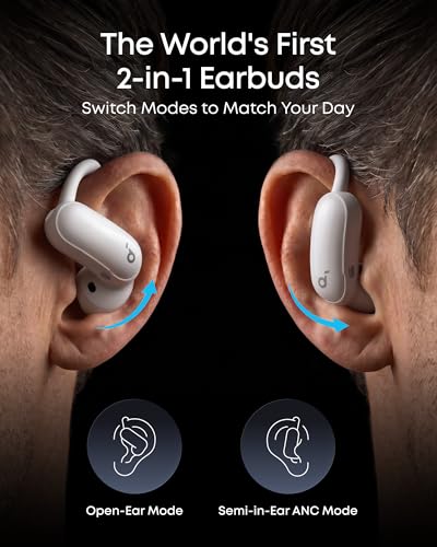 Image of Soundcore AeroFit 2 Pro by Anker, Open-Ear and Active Noise Cancellation Modes, Hi-Res Open Ear Headphones for Commute,Office,Fitness, LDAC, 4-Mic AI Clear Calls, 34H, IP55, Wireless Bluetooth Earbuds