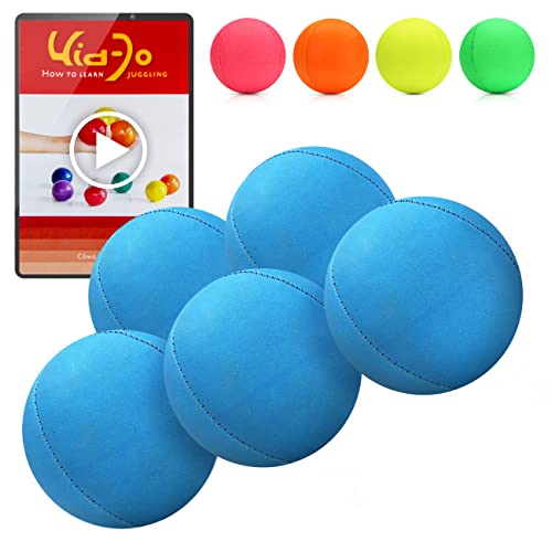 Juggle Dream 5X Pro Thud Jonglierbälle - Set mit 5 professionellen Jonglierbällen mit kostenlosem Online-Lernvideo, für Anfänger und Experten (Blau)