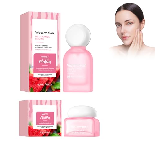 Hppsctink Watermelon Hidratante 50ml Suero de Niacinamida y 50g Crema facial de sandía, Hidratación, Blanqueamiento y Luminosidad, Reduce las Marcas del Acné, cream