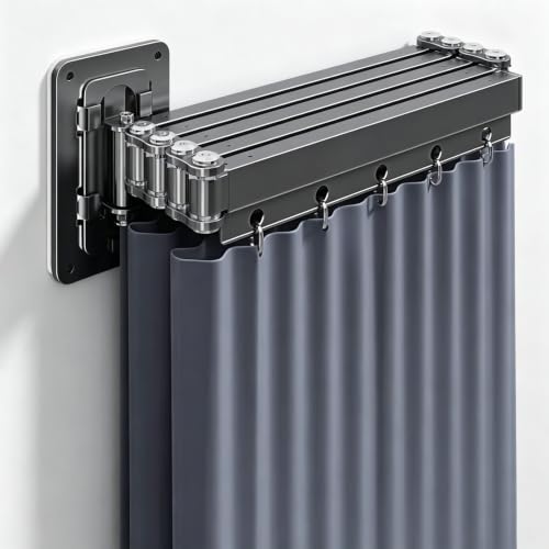 Barra De Cortina De Ducha Plegable De ángulo Ajustable, Barra De Partición De Espacio De Almacenamiento Oculto, Barra Divisoria Telescópica Multiusos Que Ahorra Espacio Gunmetal Grey 2-fold