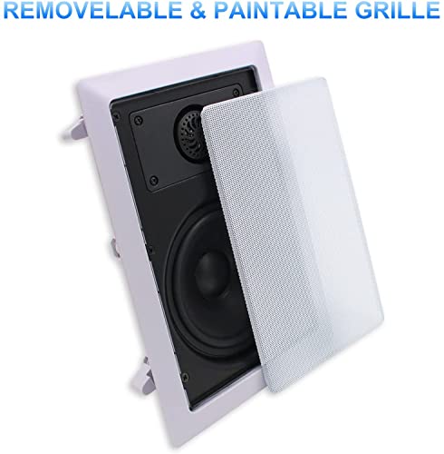 Herdio 5.25 Inch 400 Watts 2-Way In Wall Ceiling Speakers Perfect For Indoor/Outdoor Placement - Bath, Kitchen, Covered Porches(4 Speakers) #TOP4