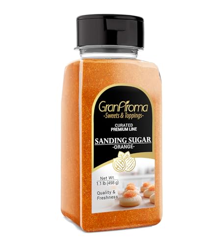 GranAroma Sanding Sugar, Decorative, Cookies & Sweets (White) (1.1 Pound) (Orange)