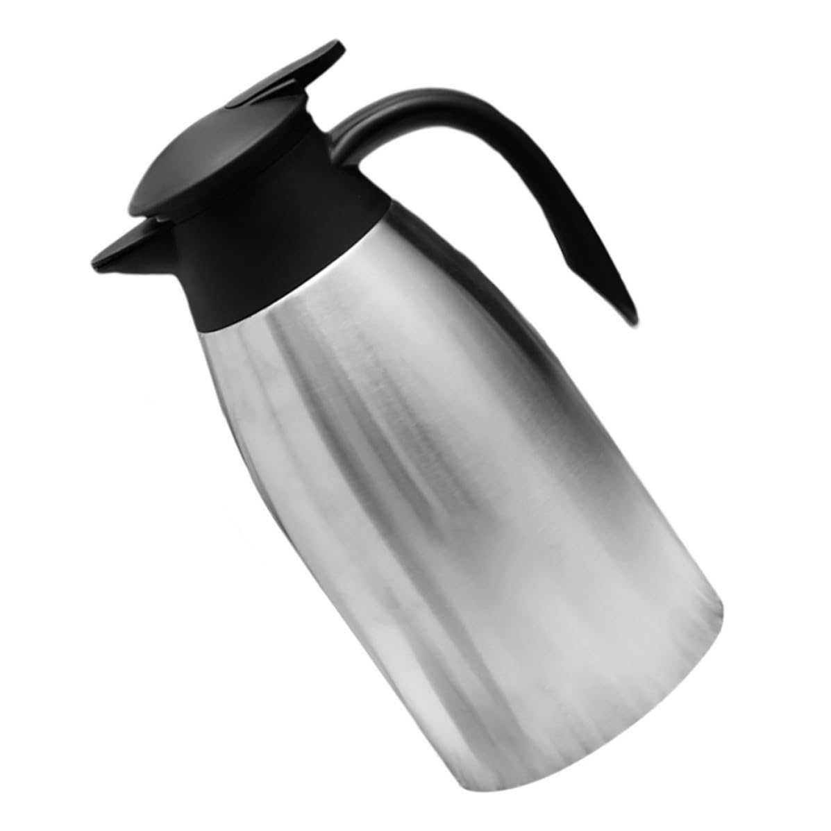 Jarra térmica de acero inoxidable 2L con tapa sellada que evita que el café se enfríe en la mesa