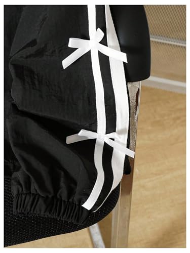 Floerns Girl's Y2k Bow Long Sleeve Jacket Zip Up Cute Oversized Coat Outwear4