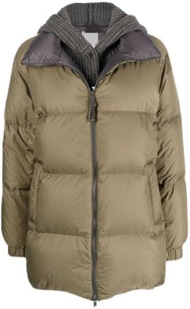 Womens Winter Goose Down Jacket Knitted Cashmere Splicing Down Jacket Thickened Down Jacket