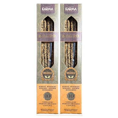 Pack 2 Cajas DE Incienso ORGÁNICO Natural DE Romero Hecho A Mano (10 Varillas por Caja).