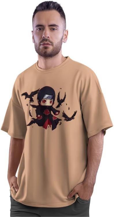 SŌRDRIP Printed Round Neck 220 GSM Half Sleeve Pure Cotton Oversized T-Shirt BiegeL