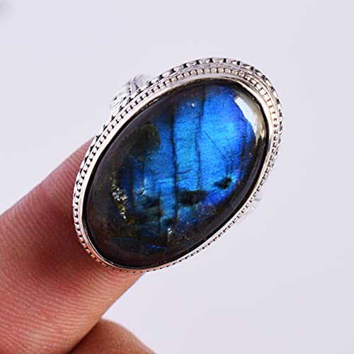 Bague labradorite véritable et argent sterling d'exception - 2