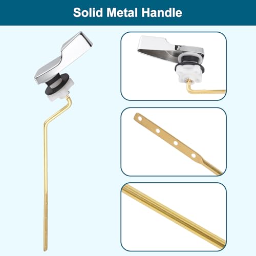 Universal Side Mount Metal Toilet Handle Replacement Kit Compatible with American Standard/Mansfield/Gerber/TOTO/Kohler Toilet, Toilet Tank Flusher Lever with Flapper Chain, Chrome - Thumbnail 4